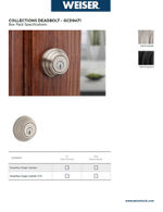 Thumbnail for Literature PDF Weiser Spec Sheet COLLECTIONS DEADBOLT GCD9471